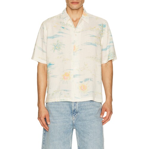 ALLSAINTS米白色上装印花古巴领度假风短袖衬衫夏季新品REVOLVE