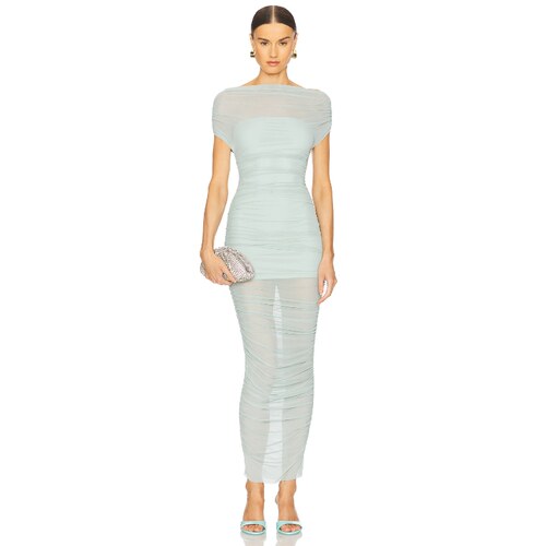 SER.O.YA Noel Off Shoulder Mesh Midi Dress Mint,TealREVOLVE