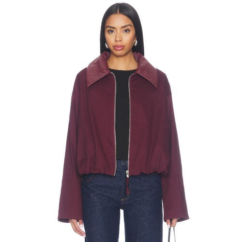 MADISON THE LABEL酒红色夹克通勤风秋冬新品修身外套REVOLVE