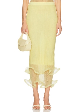 [冬季新品]SIMKHAI KELSO 半身裙 柠檬色REVOLVE小众新款