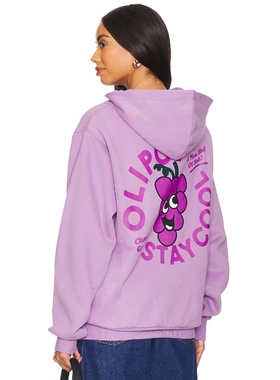 [冬季新品]Stay Cool 紫色葡萄印花连帽卫衣趣味图案上衣REVOLVE