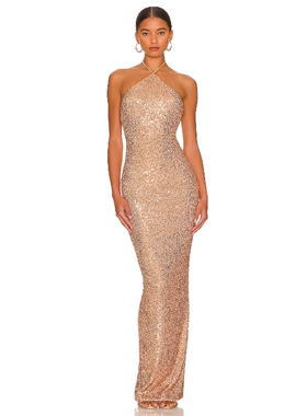 Nookie 长裙性感挂脖露背连衣裙女夏REVOLVE时尚小众新款