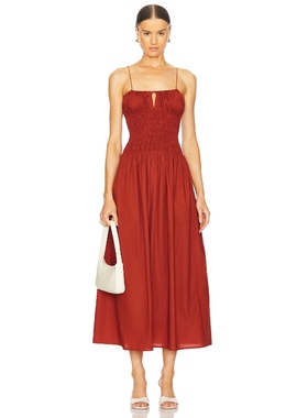 FAITHFULL THE BRAND AYA STRING 中长款连衣裙 红色REVOLVE小众