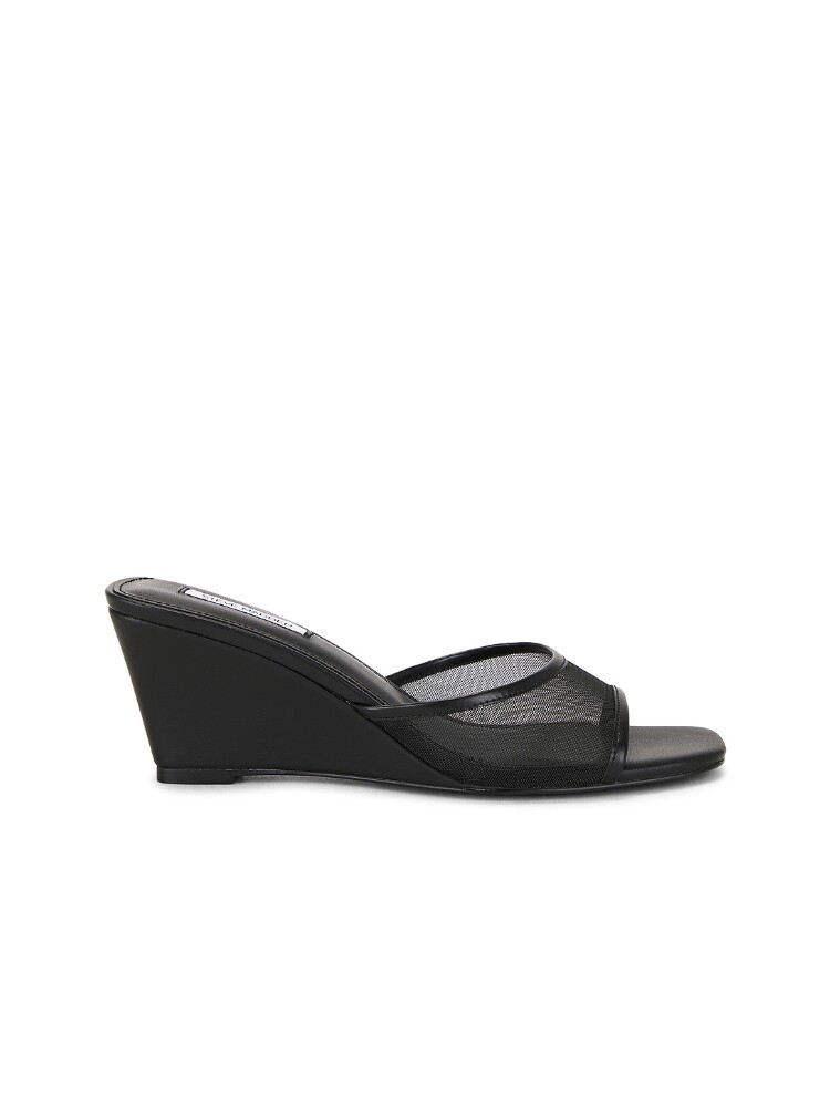 Steve Madden 26早秋新品黑色网面舒适坡跟辣妹风平头凉鞋REVOLVE