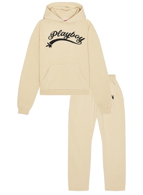 [冬季新品]Playboy Logo Hoodie and Sweatpant Set 黄色REVOLVE