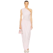 Irene林恩如同款 Helsa 不规则斜领露肩连衣裙静奢风长裙REVOLVE