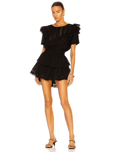 revolve小众新款 迷你裙 黑色 NATASHA LoveShackFancy