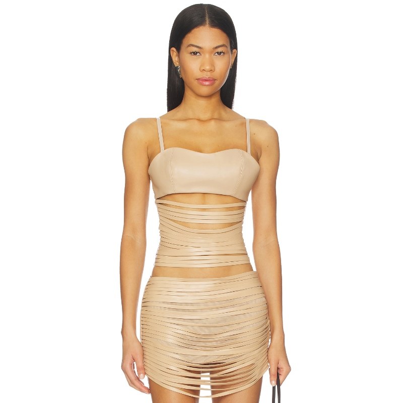 NIIHAI THE LAZER CUT 紧身衣 米色 y2k辣妹风REVOLVE小众新款