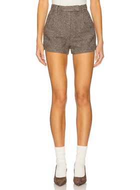 4th & Reckless INGRID 精裁短裤 棕色美式休闲风REVOLVE小众新款