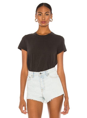 James Perse T恤浪漫碳黑色短袖上装复古风上衣REVOLVE网球穿搭