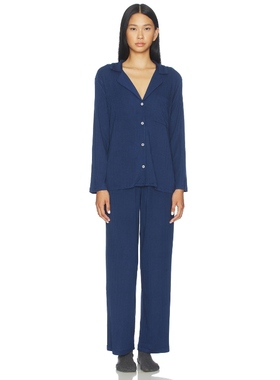 eberjey 睡衣套装藏青色宽松休闲舒适家居服长袖REVOLVE小众新款