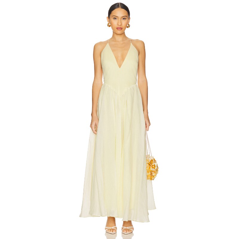 [夏季新品]Bardot ARLETHA 吊带连衣裙女 柠檬色REVOLVE小众