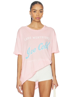 REVOLVE Room粉色字母印花不对称T恤宽松短袖 The Laundry