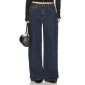 LIONESS 新品 牛仔裤 蓝色宽松直筒裤 REVOLVE 休闲显瘦长裤 春季