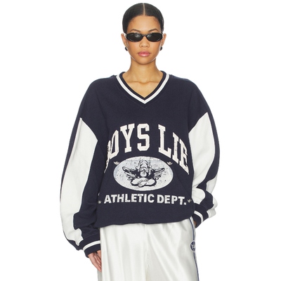 Boys Lie ATHLETICS HAYLEY V领套衫 藏青色 运动复古风REVOLVE小