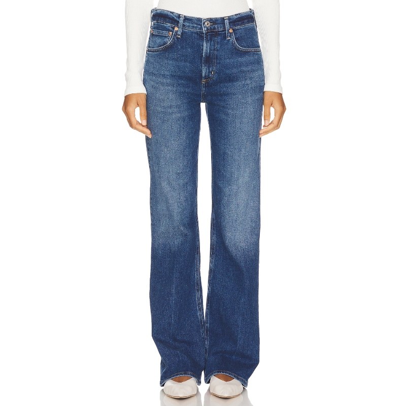 [冬季新品]Citizens of Humanity高腰蓝色直筒牛仔长裤REVOLVE