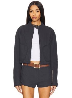 LIONESS 夹克藏青色美式休闲丹宁风立领外套REVOLVE小众新款