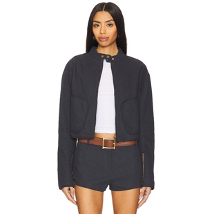 LIONESS 夹克藏青色美式休闲丹宁风立领外套REVOLVE小众新款