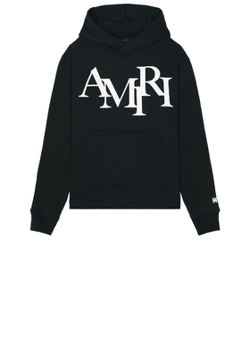 Amiri STAGGERED 连帽衫 黑色REVOLVE小众新款内搭