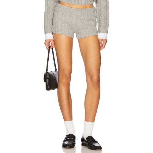 LIONESS 绞花针织短裤浅灰色时尚休闲直筒裤REVOLVE小众新款