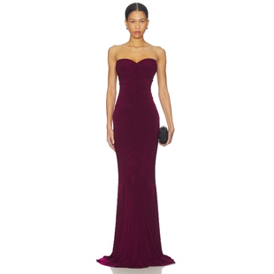 无肩带抽褶前襟鱼尾礼服REVOLVE小众新款 Norma Kamali