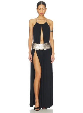 Jaded London BEADED BELT MAXI 裙子 Black,Metallic Silver Y2K