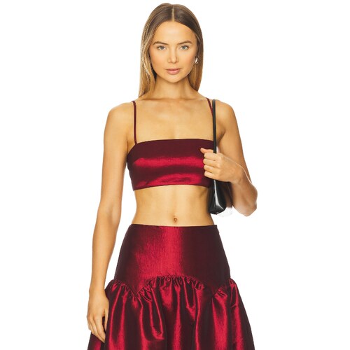 MORE TO COME酒红色上衣细肩带缎面辣妹风新品吊带REVOLVE