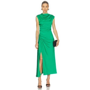 SIMKHAI BURKE 垂褶迷你连衣裙 绿色REVOLVE小众新款