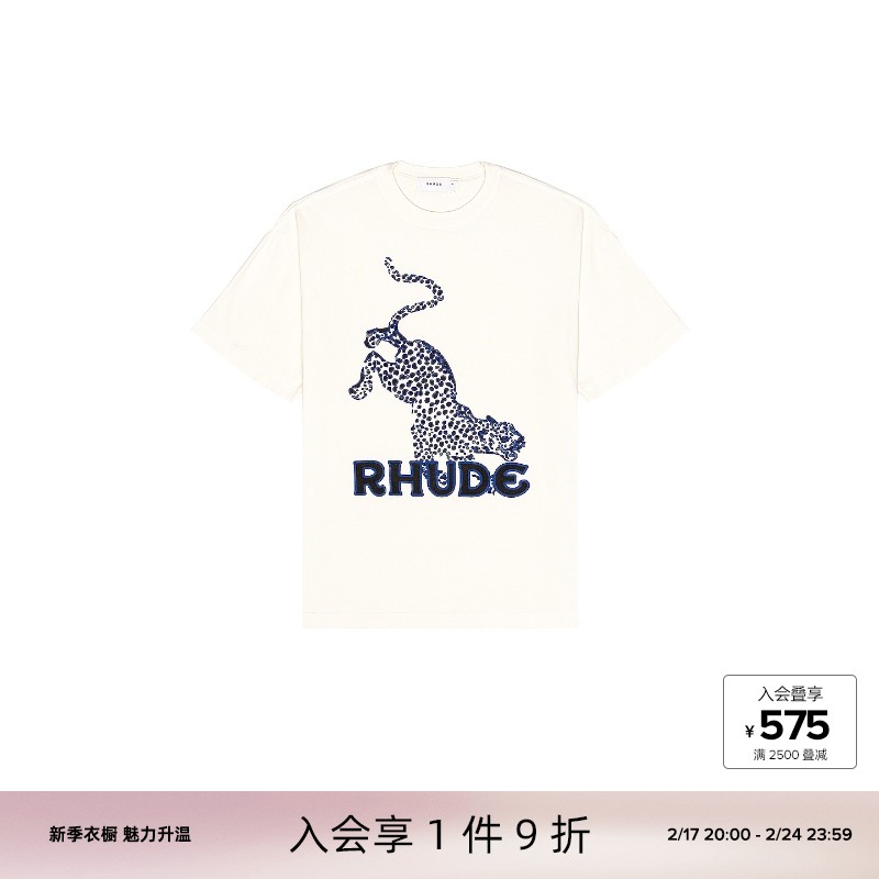 Rhude RHUDE LEPORD TEE IN VINTAGE WHITE 衬衫FWRD春夏小众时尚