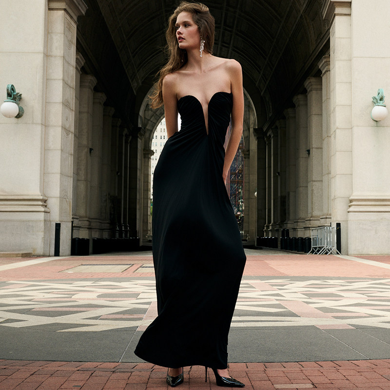 Michael Costello DAIJA 长裙黑色礼服裙REVOLVE小众新款