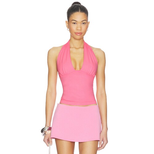 Free People 秋冬新品粉色芭比背心挂脖辣妹修身短款上衣REVOLVE