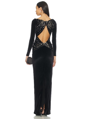 retrofete TAEGAN 天鹅绒连衣裙 黑色 性感礼服REVOLVE小众新款