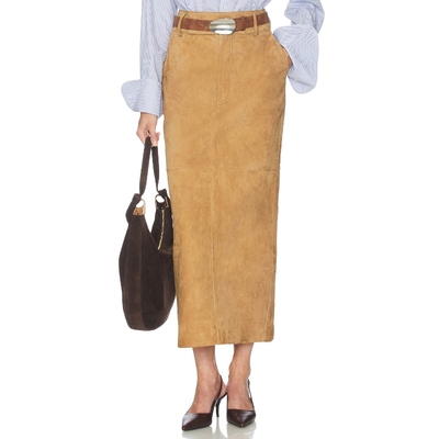 Helsa 长款半身裙美拉德棕黄色老钱风长裙REVOLVE小众新款