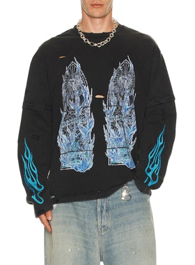 Who Decides War by Ev Bravado FLAME GLASS 双层针织T恤 黑色RE