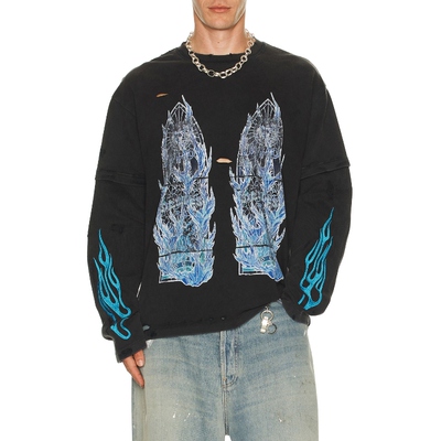 Who Decides War by Ev Bravado FLAME GLASS 双层针织T恤 黑色RE