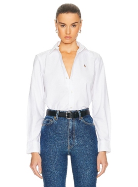 Polo Ralph Lauren 拉夫劳伦白色长袖衬衫宽松上装老钱风REVOLVE