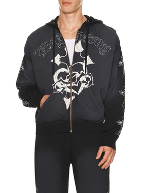 Ed Hardy 埃德哈迪 CROSSES 拉链连帽衫 黑色REVOLVE小众新款