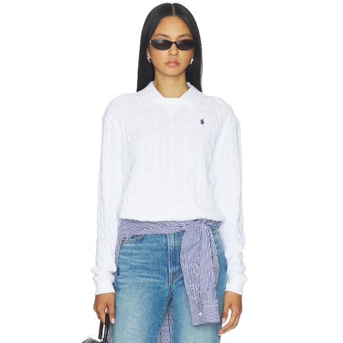 Polo Ralph Lauren夏季新品白色上装圆领通勤风长袖衬衫REVOLVE