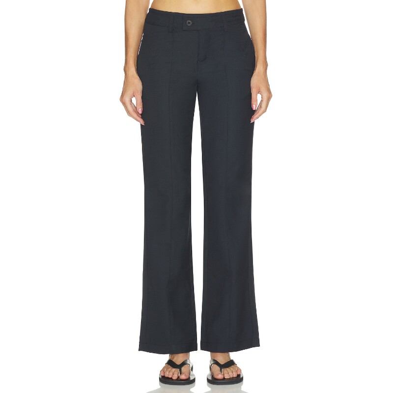 Free People 黑色直筒休闲裤高腰通勤款修身女裤秋冬新品REVOLVE
