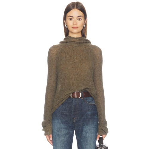 Geel橄榄棕上衣堆堆领通勤风秋冬新品宽松长袖毛衣REVOLVE