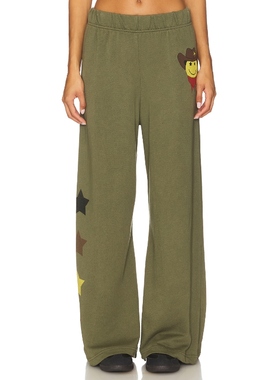 [冬季新品]Lauren Moshi 阔腿裤橄榄色美式休闲运动风长裤REVOLVE