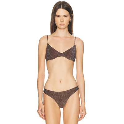 MIKOH LUREX BOSA 比基尼文胸上装 巧克力色 y2k辣妹风REVOLVE小