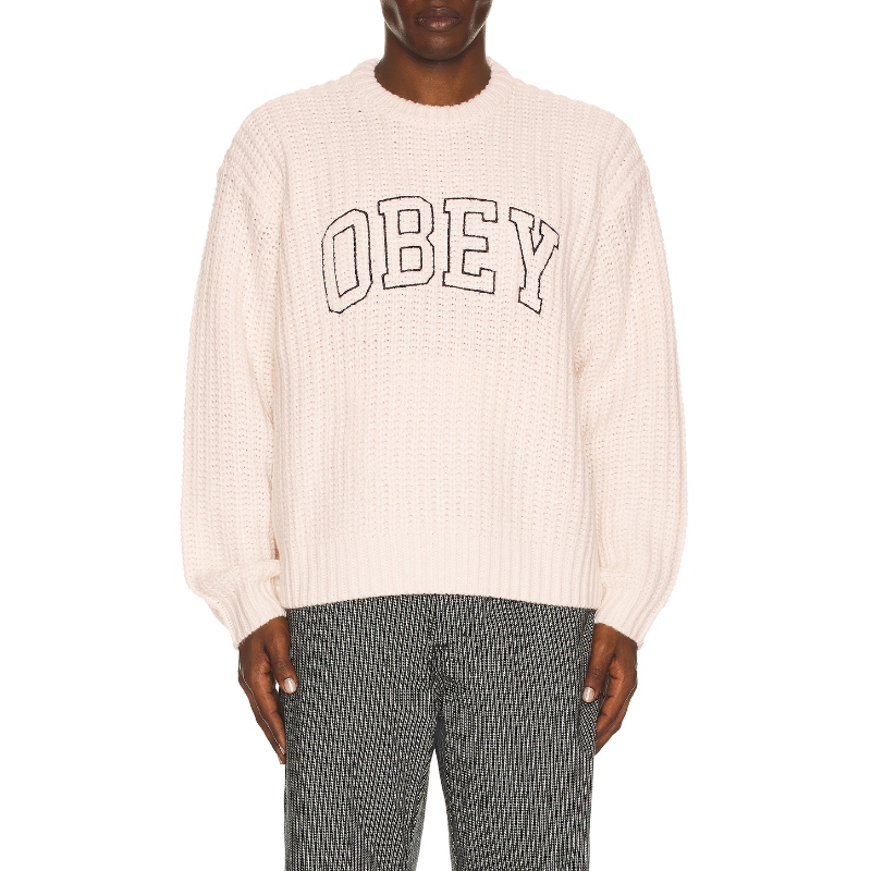Obey COLLEGIATE 毛衣 奶油色REVOLVE小众新款