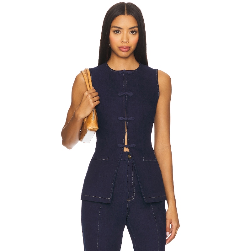 SAU LEE DENVER 牛仔背心 蓝色 y2k辣妹风REVOLVE小众新款