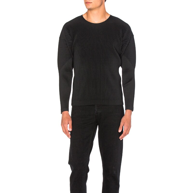 Homme Plisse Issey Miyake黑色上衣长袖衬衫早秋新品REVOLVE