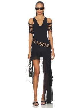 Jaded London MACRAME SLASHED LAYERED 裙子 黑色 Y2K辣妹风00’