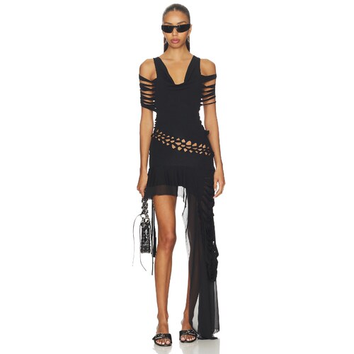 Jaded London MACRAME SLASHED 连衣裙 黑色 2辣妹revolve小众新
