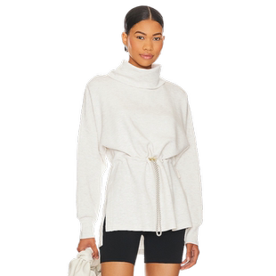 Varley 运动衫抽绳收腰上衣白色高领开叉针织衫REVOLVE小众新款