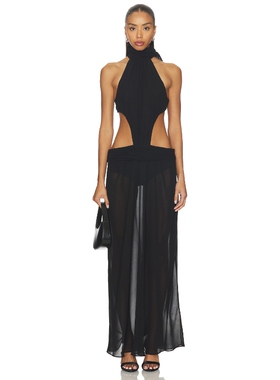 GUIZIO LOW BACK CHIFFON 裙子 黑色REVOLVE小众新款