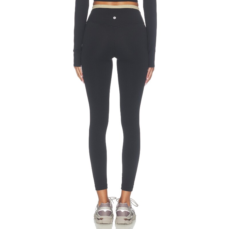 lululemon Align 黑色米色拼接双腰头经典打底运动瑜伽裤 REVOLVE